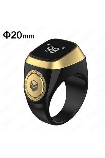 choice2 Black 20mm Smart Tasbih Tally Digital Counter for Muslims Tasbeeh Zikr Ring 5 Prayer Time Vibration