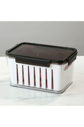 erorex Rectangular Refrigerator Storage Container White And Black 2 Liter Y1K110236