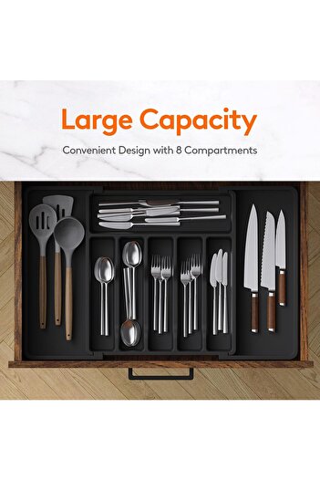 erorex Cutlery Drawer Organiser, Large Expandable 57Cm Utensil Tray Kitchen, Adjustable Silverware