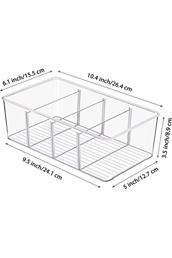 erorex 4 Pack Clear Plastic Food Storage Organizer Bins Pantry, Kitchen, Fridge, Cabinet Organization