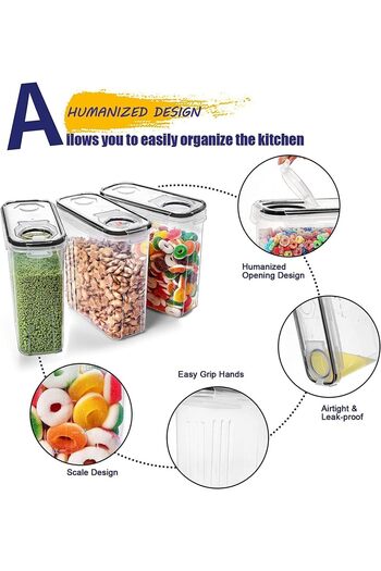 erorex Kitchen Organizers,Cereal & Dry Food Storage Containers, Airtight Plastic Kitchen Storage