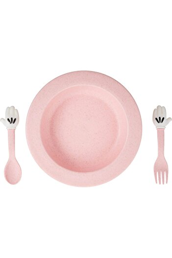 erorex Bd Ws 10(Pink) Wheat Straw Tableware Set Plate|Spoon|Fork Pink
