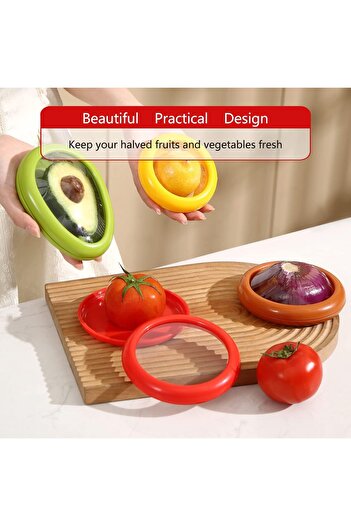 erorex Saver Holder Storage Containers Fridge, Reusable Food Saver Tomato, Onion, Lemon Keeper Holder,
