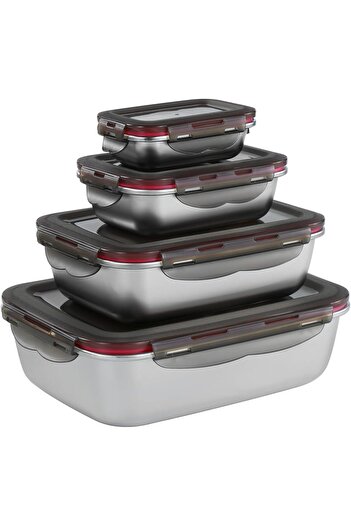 erorex 4Pcs Stainless Steel Food Storage Container Lids Leakproof & Airtight Kitchen,Meal Prep Lunch Box,