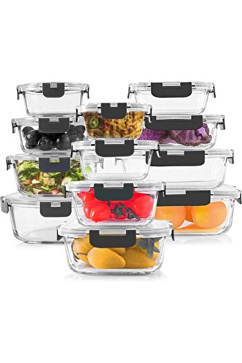 erorex 24 Pack Glass Food Storage Containers 35Oz 11Oz Airtight Meal Prep Containers Kitchen Containers &