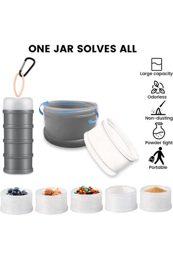 erorex 2 Pcs Portable Protein Powder Containers Food, Stackable Leakproof Dispensers Funnel Stand,