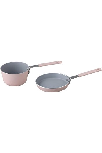 erorex 2 Piece Durable Non Stick Aluminium Mini Cookware Set Pink 10X10Cm 2019M 05 P