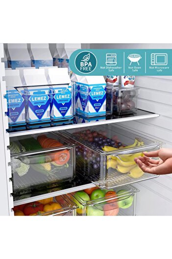 erorex 10 Pack Fridge Organizer, Stackable Refrigerator Pantry Organizer Bins Lids, Clear Plastic Food