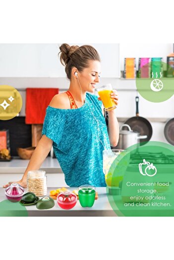 erorex Fruit Vegetable Storage Containers Fridge 5 Pieces, Onion Holder Storage Avocado Green Pepper