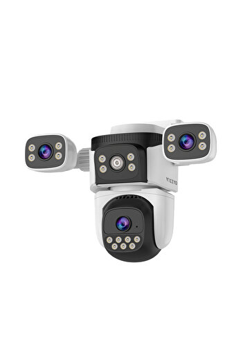 vizzyo WiFi Surveillance Camera Ultra Defender, 12 MP, 3-in-1 with Color Night Vision, Panoramic 360
