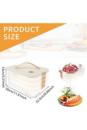 erorex 4 Layer Deli Meat Container, Bacon Storage Box Lid & Date Recording, Removable Food Organizer