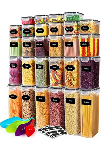 erorex 28 Pack Airtight Food Storage Container Set, Pantry Kitchen Organize Storage, Bpa Free Clear