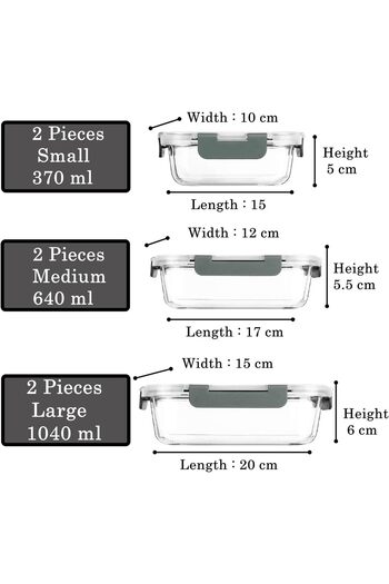 erorex 6 Pack Glass Food Storage Containers Leak Proof Airtight Snap Locking Lids, Glass Meal Prep