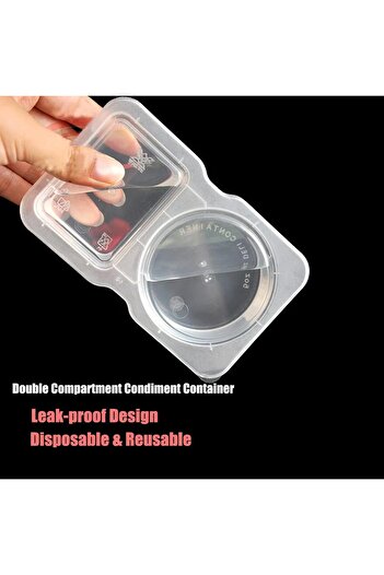 erorex Double Compartment Condiment Container Lids, Clear Plastic Portion Cups, Travel Snack Containers