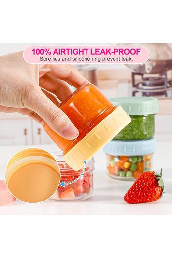 erorex Glass Food Storage Containers, Reusable Plastic Containers Snack Puree, Salad Dressing Container