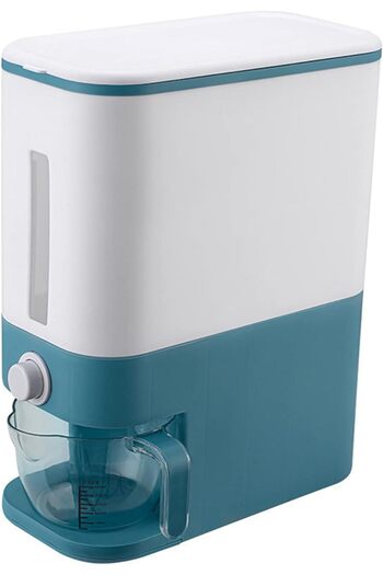 erorex 12Kg Automatic Plastic Cereal Dispenser Storage Box Measuring Cup Kitchen Rice Grain Container