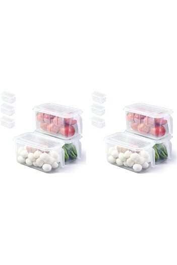 erorex 6Pcs Refrigerator Organizer, Stackable Plastic Kitchen Food Storage Containers Lids Handle Fruits