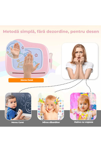 Elindor Magnetic drawing board for children, drawing table, educational toy, pink.