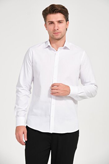 Rich Men's White Comfort Fit Long Sleeve Shirt