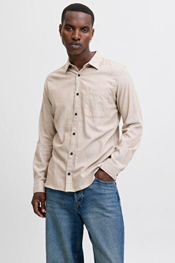 Jack & Jones Men's Button Closure 100% Cotton Shirt - Classic