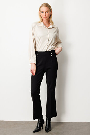 Ekol Bead Detailed Spanish Leg Pants