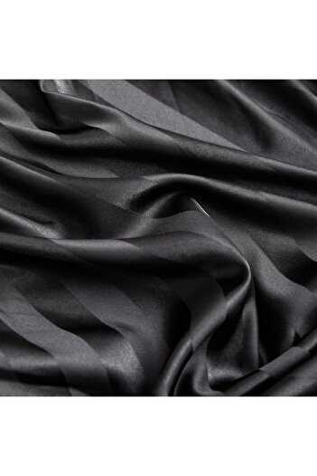Luofanfei Fitted sheet, 180x200, satin, 30cm, premium bed protector, black with stripes