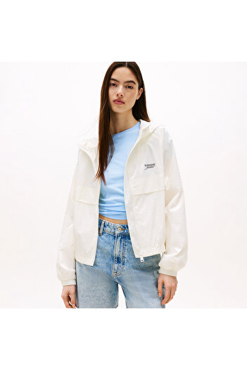 Tommy Hilfiger Women's White Windbreaker Jacket