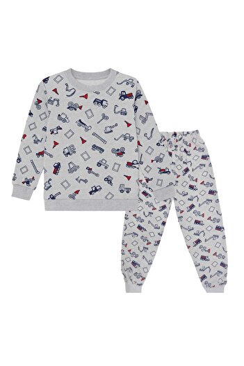 Beka Kids Boys' Patterned Pajama Set 100% Cotton and Stretchy Pajama Set