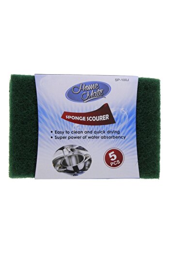 Homemate Home Mate Sponge Scourer 5 pcs – 10 x 7 x 2 cm, Durable Cleaning Sponges for Kitchen & Home