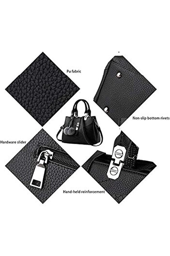 OEM Elegant red PU leather handbag with 3 compartments and shoulder strap
