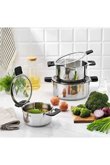Schafer Iconic Steel Cookware Set 6 Pieces-Inox