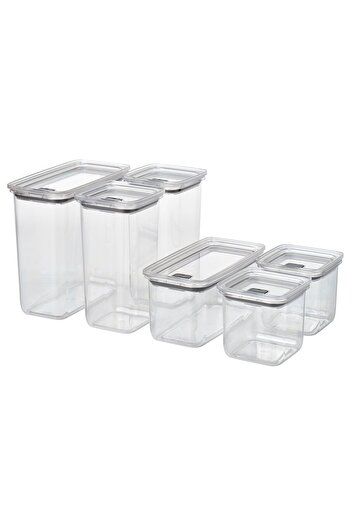 IKEA KORALLVIPPA Dry food jar with lid, set of 6, transparent