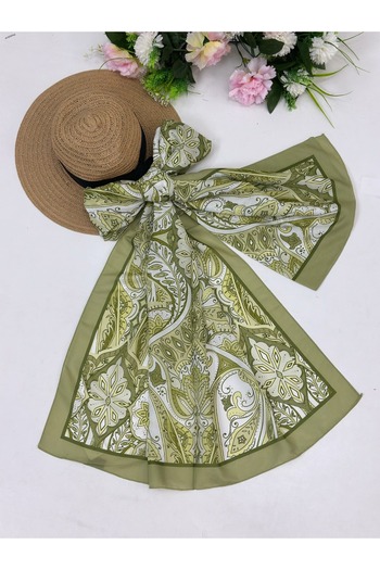 YEDİLALE Leaf Patterned Digital Printed Cotton Shawl