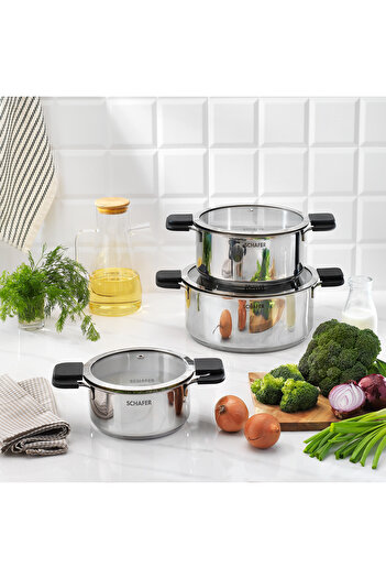 Schafer Iconic Steel Cookware Set 6 Pieces-Inox
