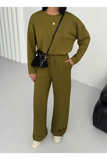 BEJNA Women's Khaki Modal Long Sleeve Soft Touch Sports Suit