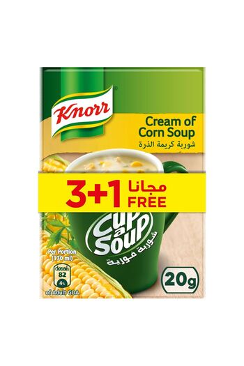 Knorr Cup-A-Soup Cream Of Corn Soup 20 g 3+1Free Tasty Instant Corn Soup for Quick Warm Snacks