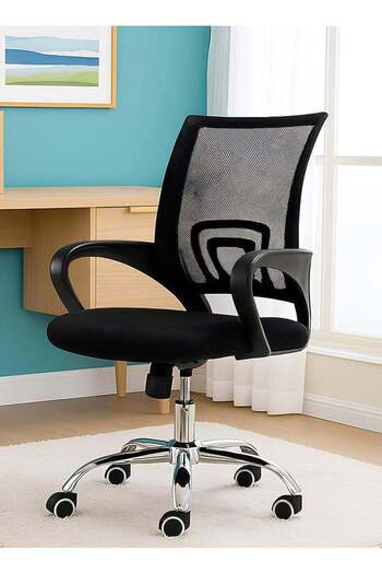 Taimi Ergonomic Mesh Office Chair - Height Adjustable Swivel, Lumbar Support, Armrest and Wheels - Black