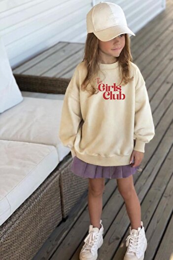 Monila Girl's Printed 3 Thread Fabric Cotton Sweatshirt