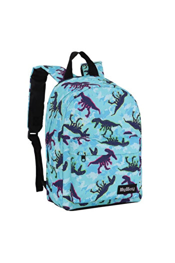 Micostore Dinosaur kindergarten backpack, 1 compartment, blue and turquoise, 22.5 x 12 x 33.5 cm