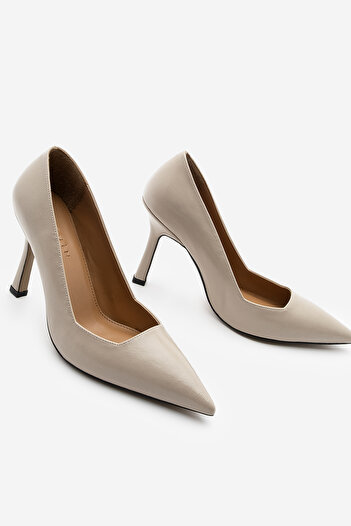 Marjin Women's Stiletto Pointed Toe Classic Heeled Shoes Zarte Beige