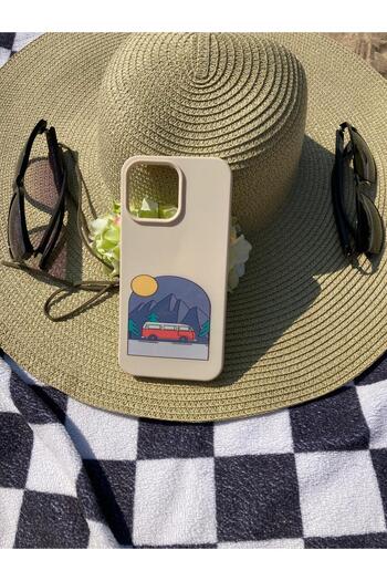 Newon iPhone 14 Pro Max Mountain Bus Travel Theme Silicone Phone Case Cover Cover