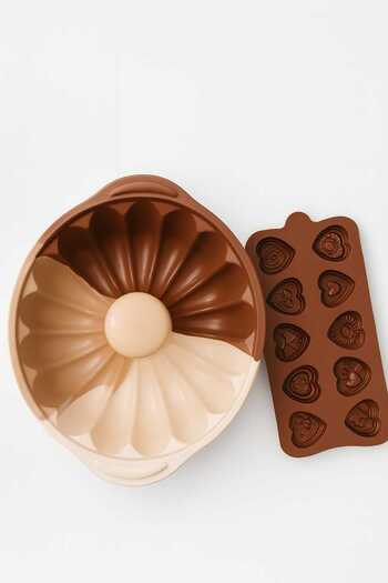 CKM silikon Heart Mini Chocolate Mold with Chocolate Pattern Fireproof Non-Stick Round Slice Cake Mold