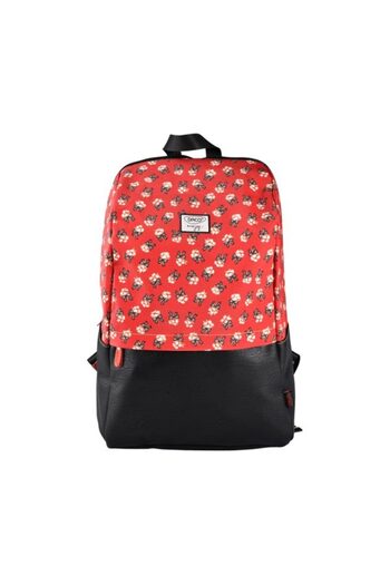 daço Backpack Floral, Color Black/Red, Material Polyester/PU, Dimensions 43x29x15 cm