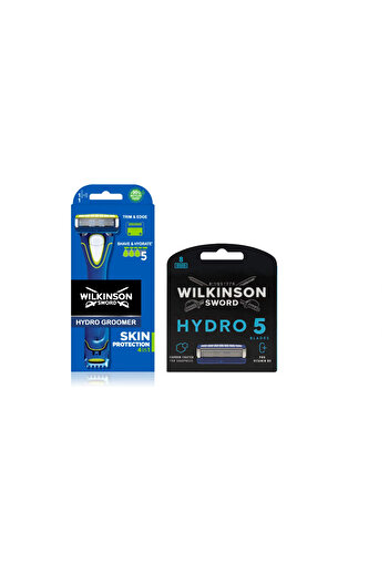 Wilkinson Hydro5 Groomer and Shaver 4-in-1 Clipper Set, + 9 Refills