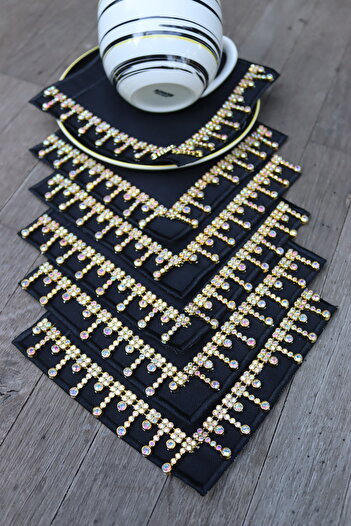 vipceyiz 3 Cocktail Napkins with Gold Drop Stones