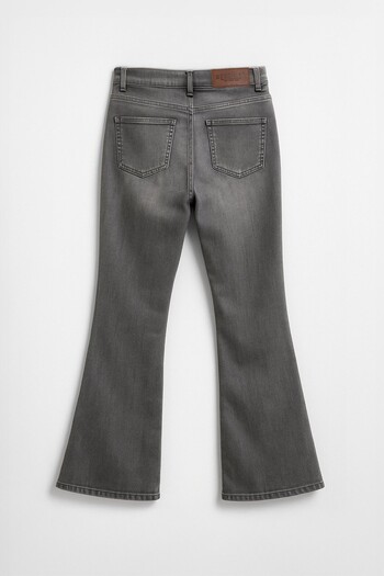 Bluewhite Women's Spanish Leg Lycra Flexible Gray Flare Jean Trousers