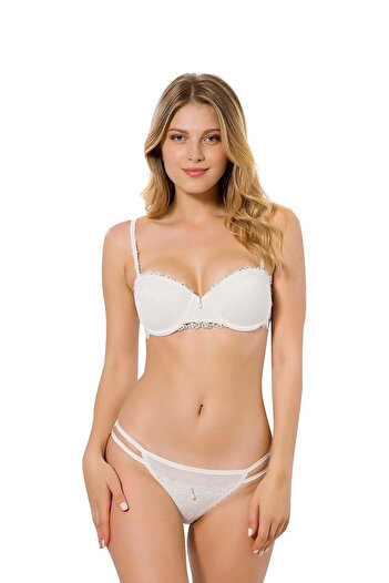 Le Jardin Brode Covered Silicone Push up Supported Bra Set Vivian Lj5050