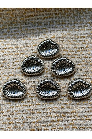 ODDA TASARIM ATÖLYESİ Silver Color New Season 2.3cm Button Set with Hollowing on the Print Model