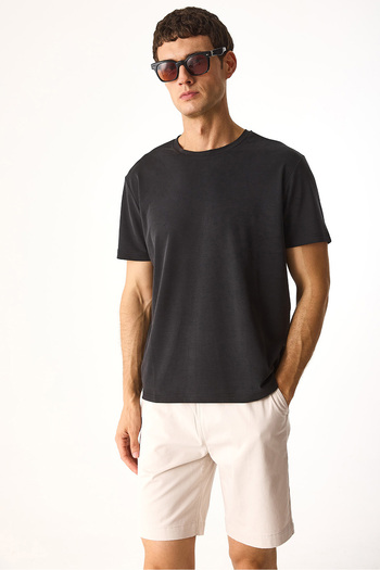 VENA Ken Crew Neck Regular Fit Soft Textured T-Shirt(Cupro)