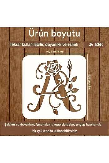Canson Calligraphy Letter Stencils 26 Pieces 10X10Cm-Flower Letter Template,Painting Sticker